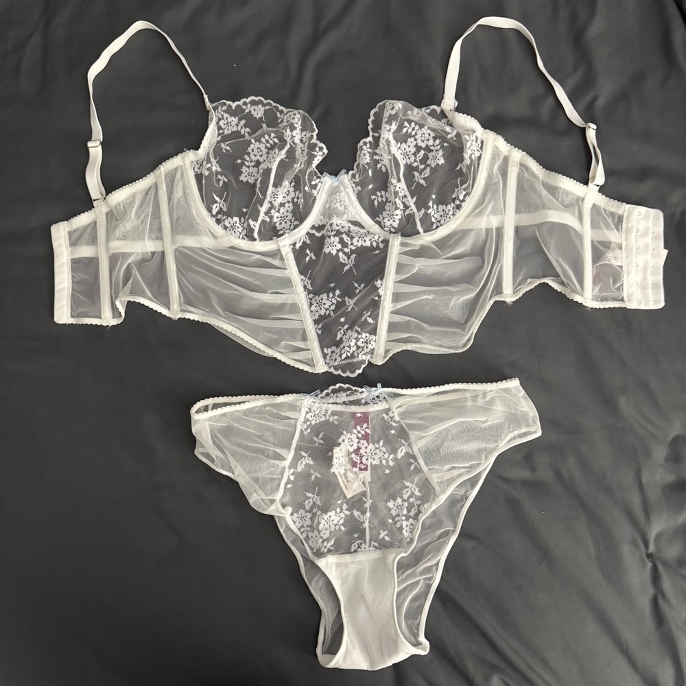 Adore Me Sheer Bridal Lace Bra Set